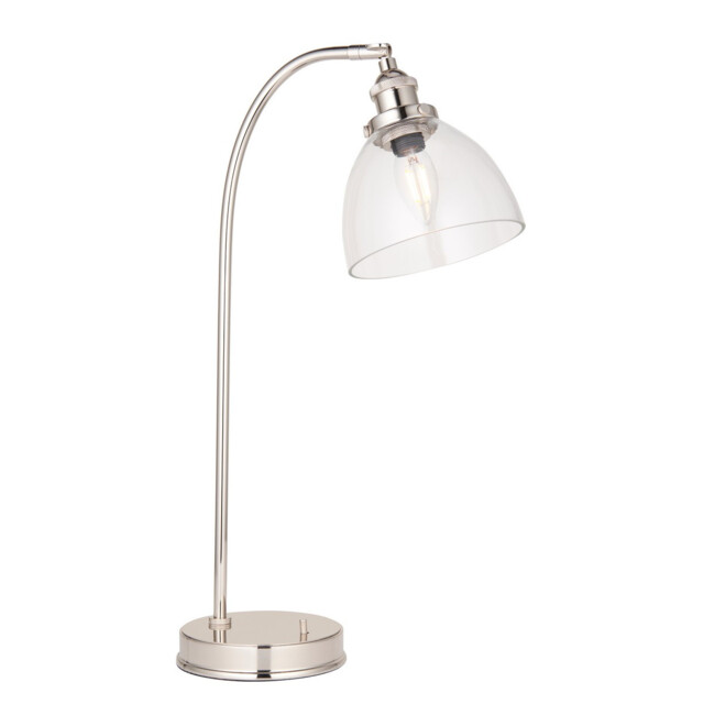 Hansen Desk Task Lamp Bright Nickel Plate, Clear Glass, 1x E14 - image 1