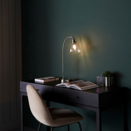 Hansen Desk Task Lamp Bright Nickel Plate, Clear Glass, 1x E14 - thumbnail 5