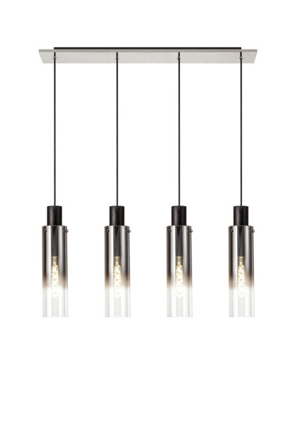 Peekskill Linear Pendant, 4 Light Adjustable E27, Black, Smoke Fade Glass - image 1