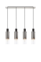 Peekskill Linear Pendant, 4 Light Adjustable E27, Black, Smoke Fade Glass - thumbnail 5