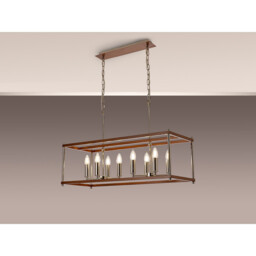 Catskill Linear Ceiling Pendant, 8 Light E14, Walnut, Polished Nickel - thumbnail 3
