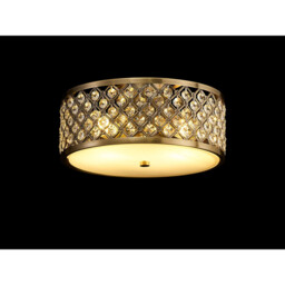 Sasha 2 Light E27, Flush Ceiling Light, 300mm Round, Antique Brass With Crystal Glass And Opal Glass Diffuser - thumbnail 2