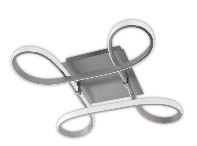 Knot Flush Ceiling 40W LED 4 Looped Arms 3000K, 3100lm, Silver, Frosted Acrylic, Polished Chrome - image 1