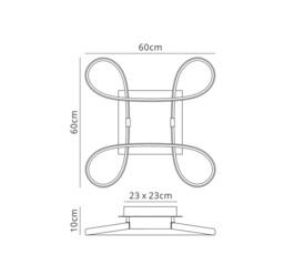 Knot Flush Ceiling 40W LED 4 Looped Arms 3000K, 3100lm, Silver, Frosted Acrylic, Polished Chrome - thumbnail 2