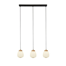 Ella 3 Light Celling Pendant Black Metal & Opal Ribbed Glass - thumbnail 1
