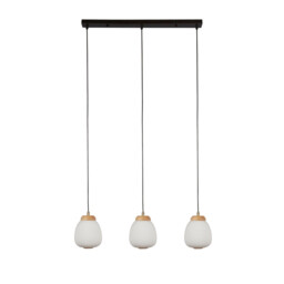 Ella 3 Light Celling Pendant Black Metal & Opal Ribbed Glass - thumbnail 2