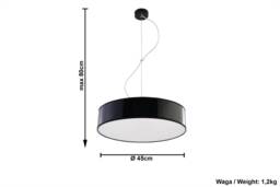 Arena 3 Light Round Ceiling Pendant Black, E27 - thumbnail 3