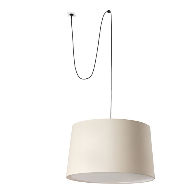 Windsor Cylindrical Pendant Ceiling Light Black, Linen with Clip 3x E27