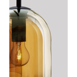 Velor 3 Light Bar Pendant Ceiling Light Dark Champagne Glass Black Cord Black Metal Base LED E27 - thumbnail 5