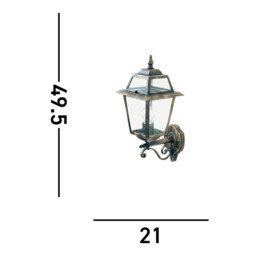 New Orleans 1 Light Outdoor Wall Lantern Black, Gold IP44, E27 - thumbnail 3