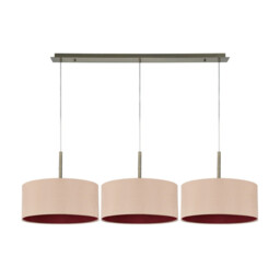 Baymont Antique Brass 3 Light E27 Linear Pendant With 40cm x 18cm Dual Faux Silk Shade, Antique Gold/Ruby - thumbnail 5