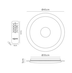 Fusion Flush Ceiling Light  45cm Round 18W LED 2700-6500K Tuneable, 1680lm, Remote Control White, Diamond - thumbnail 2