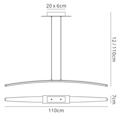 Hemisferic Ceiling Pendant 28W LED 110cm Bar 3000K, 1800lm, Satin Aluminium, Frosted Acrylic - thumbnail 2