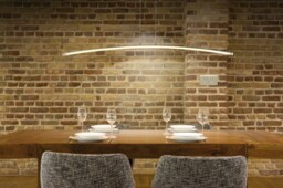 Hemisferic Ceiling Pendant 28W LED 110cm Bar 3000K, 1800lm, Satin Aluminium, Frosted Acrylic - thumbnail 3