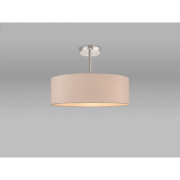 Baymont Polished Chrome 5 Light E27 Semi Flush Fixture, With 45cm x 15cm Dual Faux Silk Shade, Nude Beige/Moonlight - thumbnail 2