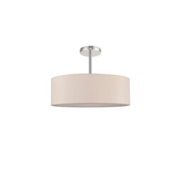Baymont Polished Chrome 5 Light E27 Semi Flush Fixture, With 45cm x 15cm Dual Faux Silk Shade, Nude Beige/Moonlight - thumbnail 5