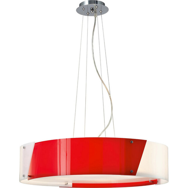 Dakota Pendant Medium 4 Light E27 Polished Chrome/Red & White Acrylic - image 1