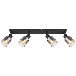 Hubertus Ceiling Spotlight Bar Matt Black Smoke Glass Shade 4x E14 - thumbnail 3