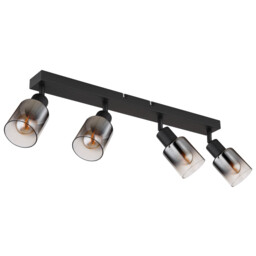 Hubertus Ceiling Spotlight Bar Matt Black Smoke Glass Shade 4x E14 - thumbnail 2
