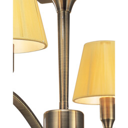 Siena Semi Flush Round 4 Light E14, Antique Brass With Amber Cream Shades And Amber Crystal - thumbnail 5