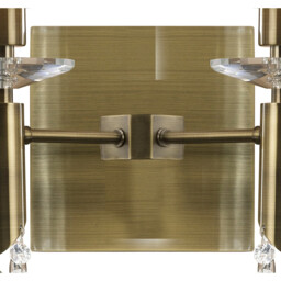 Tiffany Wall Lamp Switched 2+2 Light E14+G9, Antique Brass With White Shades & Clear Crystal - thumbnail 3