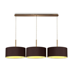 Baymont Antique Brass 3 Light E27 Linear Pendant With 40cm x 18cm Dual Faux Silk Shade, Midnight Black/Green Olive