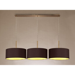 Baymont Antique Brass 3 Light E27 Linear Pendant With 40cm x 18cm Dual Faux Silk Shade, Midnight Black/Green Olive - thumbnail 2
