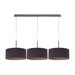 Baymont Antique Brass 3 Light E27 Linear Pendant With 40cm x 18cm Dual Faux Silk Shade, Midnight Black/Green Olive - thumbnail 5