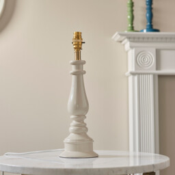 Myrtle Almond White Table Lamp with Pearl Grey Fabric Ikat Shade 25cm B22 - thumbnail 5
