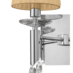Tiffany Wall Lamp Switched 2+2 Light E14+G9, Polished Chrome With Soft Bronze Shades & Clear Crystal - thumbnail 5