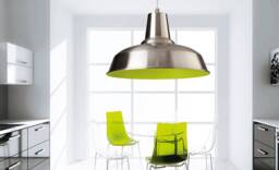 Smart 1 Light Dome Ceiling Pendant Brushed Steel, Green Inside, E27 - thumbnail 2