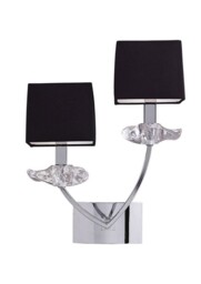 Akira Wall Lamp Switched 2 Light E14, Polished Chrome with Black Shades