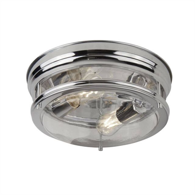 Edinburgh 2 Light Bathroom Flush Ceiling Light Chrome IP44, E27 - image 1