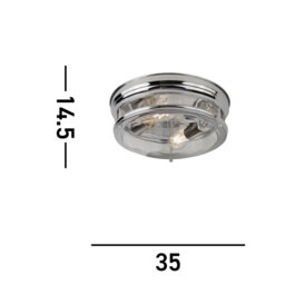 Edinburgh 2 Light Bathroom Flush Ceiling Light Chrome IP44, E27 - thumbnail 3