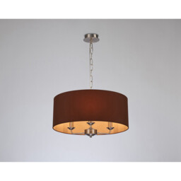 Banyan 3 Light Multi Arm Pendant, E14 Satin Nickel With 50cm x 22cm Dual Faux Silk Shade, Raw Cocoa/Grecian Bronze - thumbnail 2