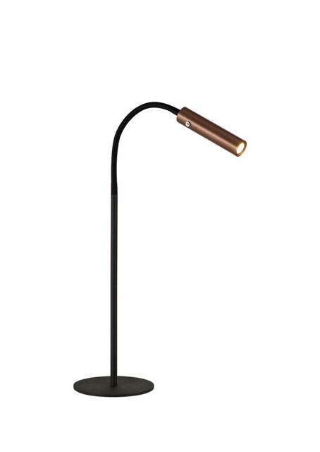 Table Lamp, 1 Light Adjustable Switched, 1 x 7W LED, 3000K, 436lm, Black, Satin Copper - image 1