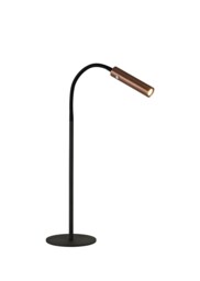 Table Lamp, 1 Light Adjustable Switched, 1 x 7W LED, 3000K, 436lm, Black, Satin Copper