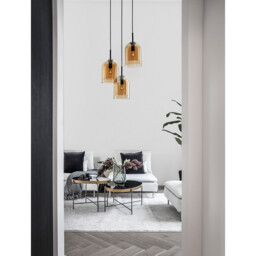 Velor 3 Light Cluster Pendant Ceiling Light Dark Champagne Glass Black Cord Black Metal Base LED E27 - thumbnail 2