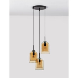 Velor 3 Light Cluster Pendant Ceiling Light Dark Champagne Glass Black Cord Black Metal Base LED E27 - thumbnail 3