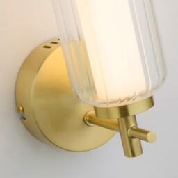 Mod LED Wall Lamp, Satin Brass Metal, Opal Acrylic & Clear - thumbnail 3