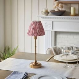 Burley Rechargeable Brushed Aged Brass Plate Table Lamp with Coral Pink Fabric Ripple Shade 16cm Integrated LED - thumbnail 3