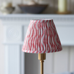 Burley Rechargeable Brushed Aged Brass Plate Table Lamp with Coral Pink Fabric Ripple Shade 16cm Integrated LED - thumbnail 5
