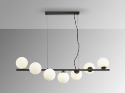 Inoa Bar Pendant Ceiling Light Black, Opal 7xG9 400lm - thumbnail 3