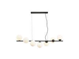 Inoa Bar Pendant Ceiling Light Black, Opal 7xG9 400lm - thumbnail 5