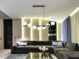 Inoa Bar Pendant Ceiling Light Black, Opal 7xG9 400lm - thumbnail 2
