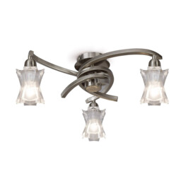 Alaska Ceiling 3 Light L1/SGU10, Satin Nickel, CFL Lamps INCLUDED