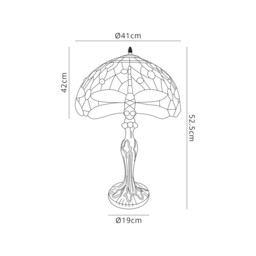 Worcester 2 Light Curved Table Lamp E27 With 40cm Tiffany Shade, Blue, Orange, Crystal, Aged Antique Brass - thumbnail 2