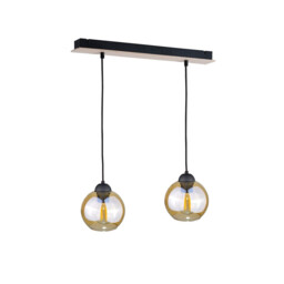 Ambre Bar Pendant Ceiling Light Wood, 50cm, 2x E27