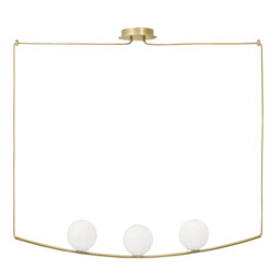 Vitton 3 Light Globe Pendant Ceiling Light Brass Metal White Glossy Glass Brass Fabric Cable LED E14 - thumbnail 1
