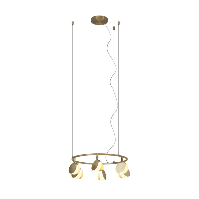 Shell 6 Light Pendant, Round, 30W LED, 3000K, 1590lm, Gold, 3yrs Warranty - image 1
